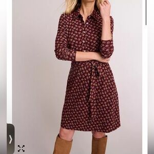 UNTUCKit Burgundy Floral Shirt Dress